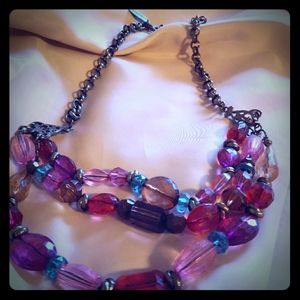 Bead 3 strand moderate choker necklace